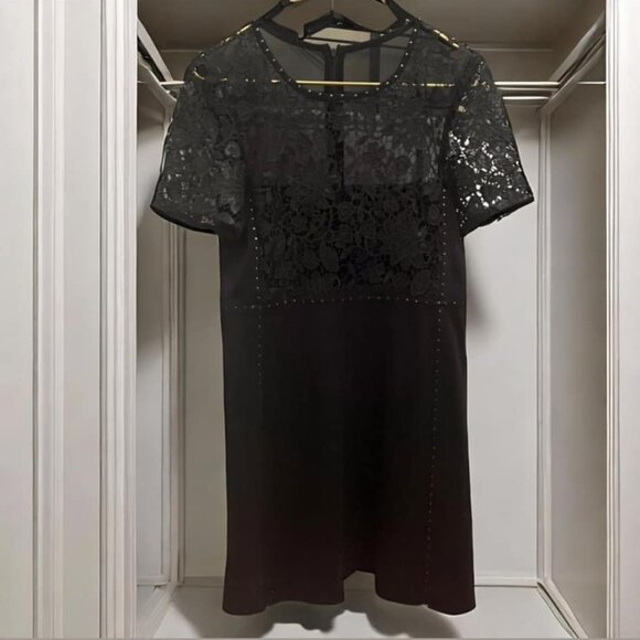 French Connection Lace Shift Dress Black Sz. 8 - Picture 1 of 7